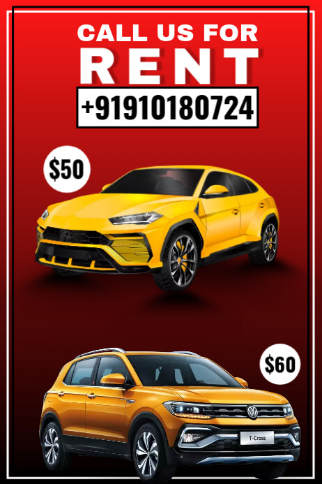 Red Car Rent Ad Poster Template | PosterMyWall