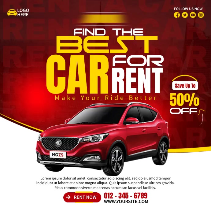 Copy of Red Car Rent PosterMyWall