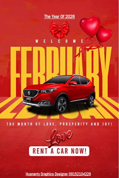 Plantilla de Red Car Rental Promotion Pinterest Graphic | PosterMyWall