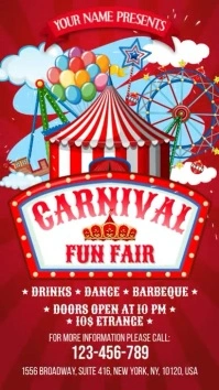 Red Carnival Fun Fair Digital Display (9:16) template