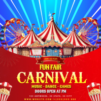 Red Carnival Fun Fair Instagram Post Wpis na Instagrama template