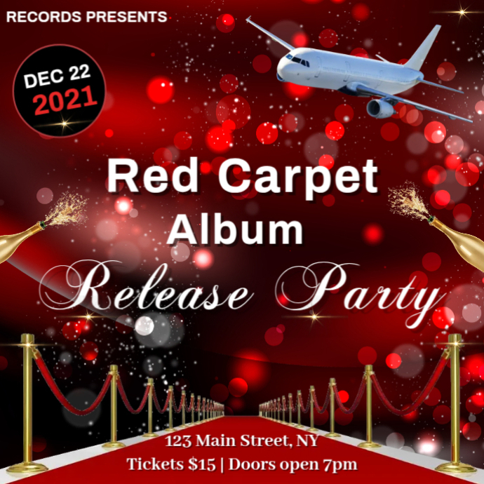 Red Carpet Album Release Party Flyer ปกอัลบั้ม template