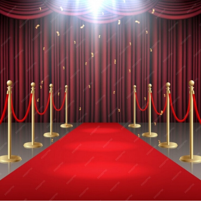 Red carpet and curtain and barrier rope in gl Instagram Plasing template
