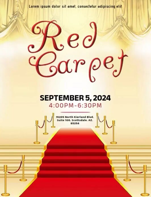 RED CARPET EVENT FLYER DESIGN TEMPLATE Volante (Carta US)