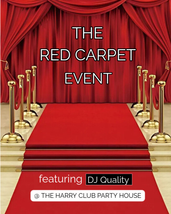 Red carpet event party design Instagram Portrait template