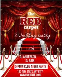 Red carpet wedding party flyer Instagram Portrait template