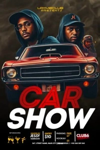 Red Carshow Video Ads Poster template