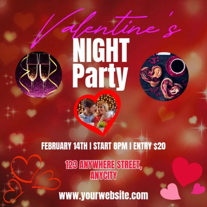 Red Ceria Valentine's Night Party Pos Instagram template