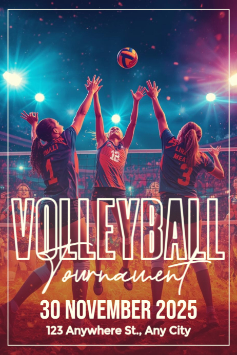 Red Ceria Volleyball Tournament Poster Template | PosterMyWall