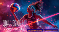 Red Ceria Volleyball Tournament  Tampilan Digital (16:9) template