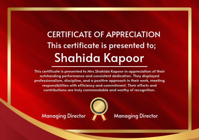 Red Certificate of Appreciation A5 Template | PosterMyWall