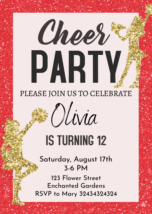 Red Cheer Card Red Cheer Invitation Template | PosterMyWall