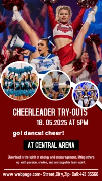 Red Cheerleading Camp Digital Display (9:16) template
