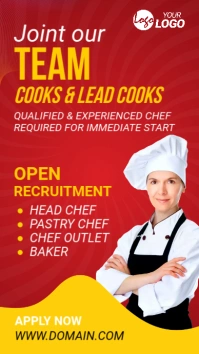 Red Chef Wanted Ad Template Instagram Story