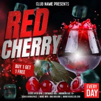Red Cherry Cocktail Instagram 帖子 template