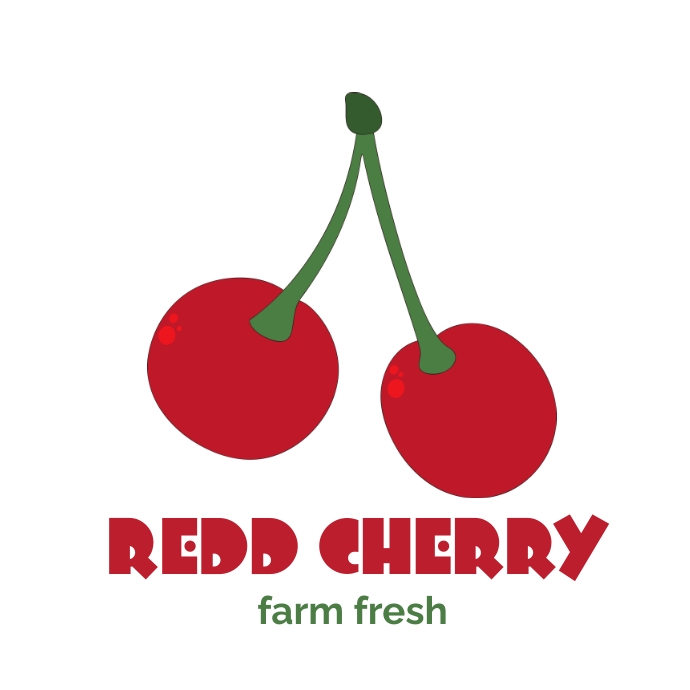 Red cherry logo design,fresh farm fruit template