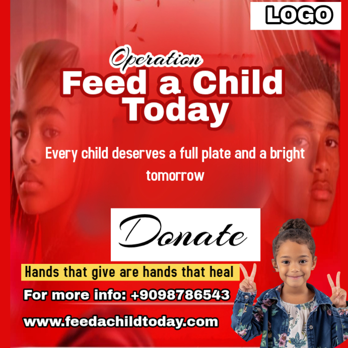 Red Child Hunger Awareness Instagram Post Template | PosterMyWall
