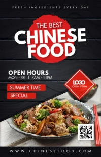 Red Chinese Food Table Talker Custom Design Half Page Wide template