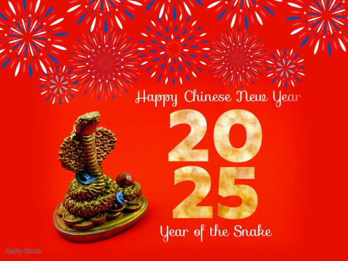 Red  Chinese New Year 2025,year Of The Snake Yard Sign template