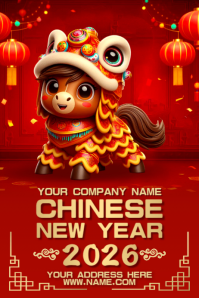 Red Chinese New Year 2026 Banner 4' × 6' template