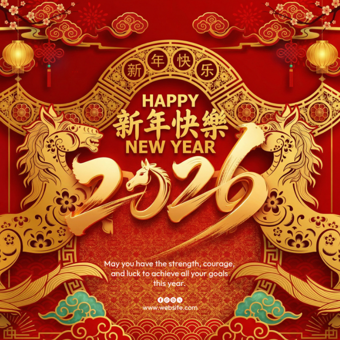 Plantilla de Red Chinese New Year 2026 Instagram Post | PosterMyWall