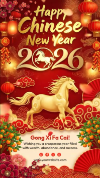Red Chinese New Year 2026 Instagram Story Video template