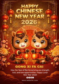 Red Chinese New Year A4 template