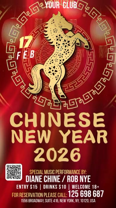 Red Chinese New Year Celebration Digital Display Video Template ...