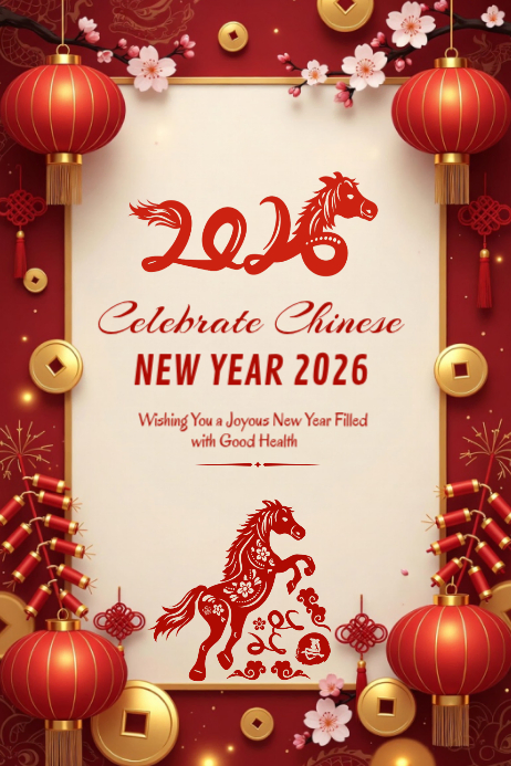 Red Chinese New Year Celebration Poster Template | PosterMyWall