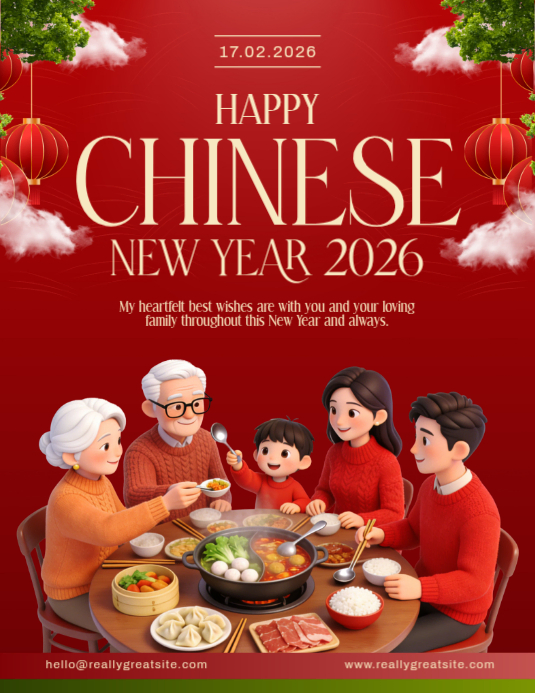 Red Chinese New Year Flyer Template | PosterMyWall