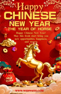 Red Chinese New Year Half Page Wide Video ความกว้างแบบครึ่งหน้า template