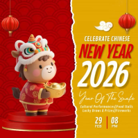 Red Chinese New Year Instagram Post, 2026 new year template