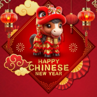 Red Chinese New Year Instagram Post Video template