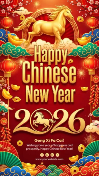 Red Chinese New Year Instagram Story Video template