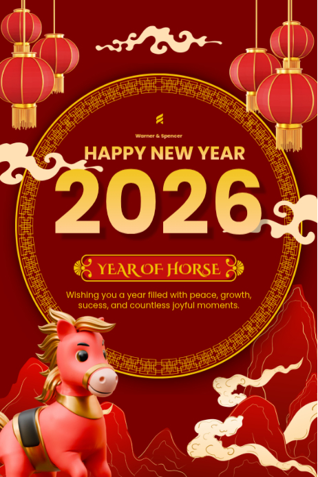 Plantilla de Red Chinese New Year Poster 2026 | PosterMyWall