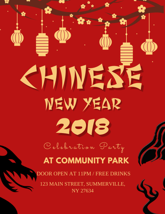 Red Chinese New Year Flyer Template Postermywall