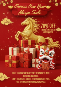 Red Chinese New Year Sale A4 template