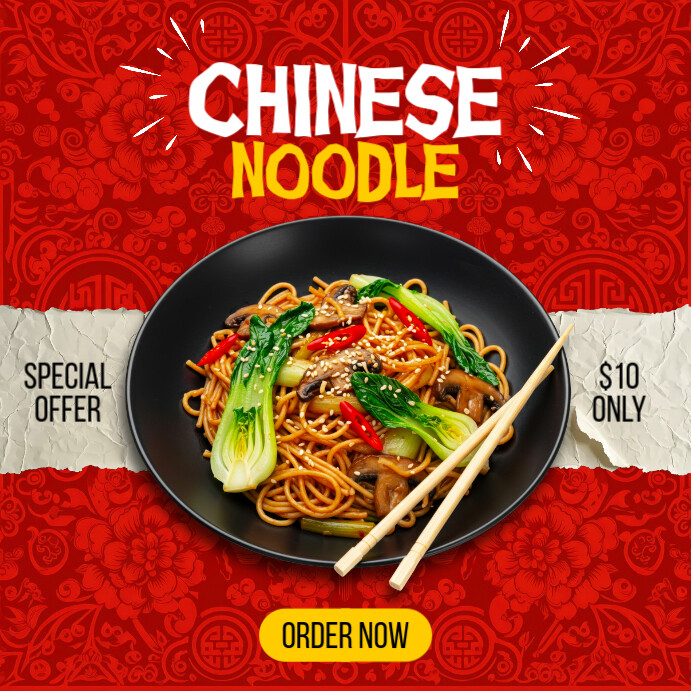 Red Chinese Noodles Instagram Post template