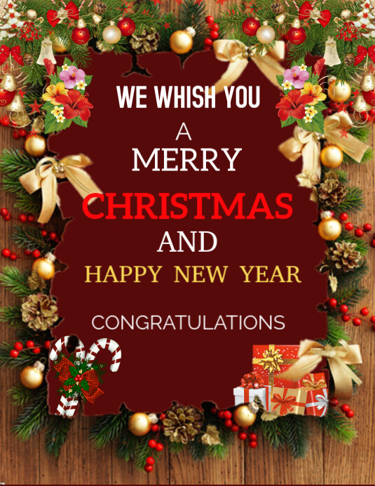 Copy of Red Christmas And Happy New Year Flyer (us Letter) | PosterMyWall