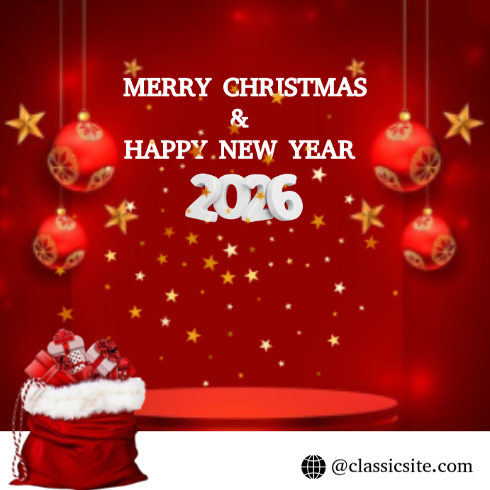 Red Christmas And New Year Celebration Instagram Post Template ...