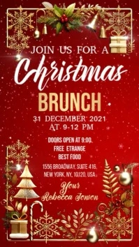 Red Christmas Brunch Digital Display (9:16) template
