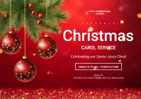 红色 Christmas Carol Service Invitation A3 Template