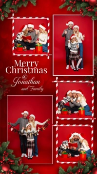 Red Christmas Family Collages Instagram Story template