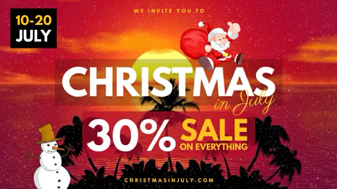 Red Christmas in July Digital Signage Umbukiso Wedijithali (16:9) template