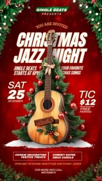 Red Christmas Jazz Night Instagram Story template