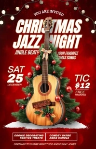 Red Christmas Jazz Night Tabloid template