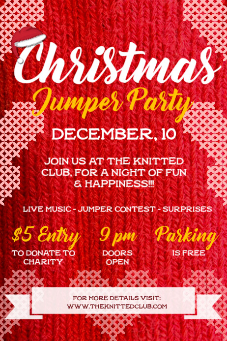 Red Christmas Jumper Party Poster Template  PosterMyWall