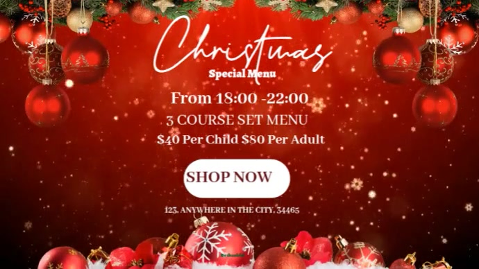 Red Christmas Menu 2025 Digital Display (16:9) template