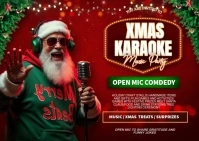 Red Christmas Open Mic Postcard Postal template