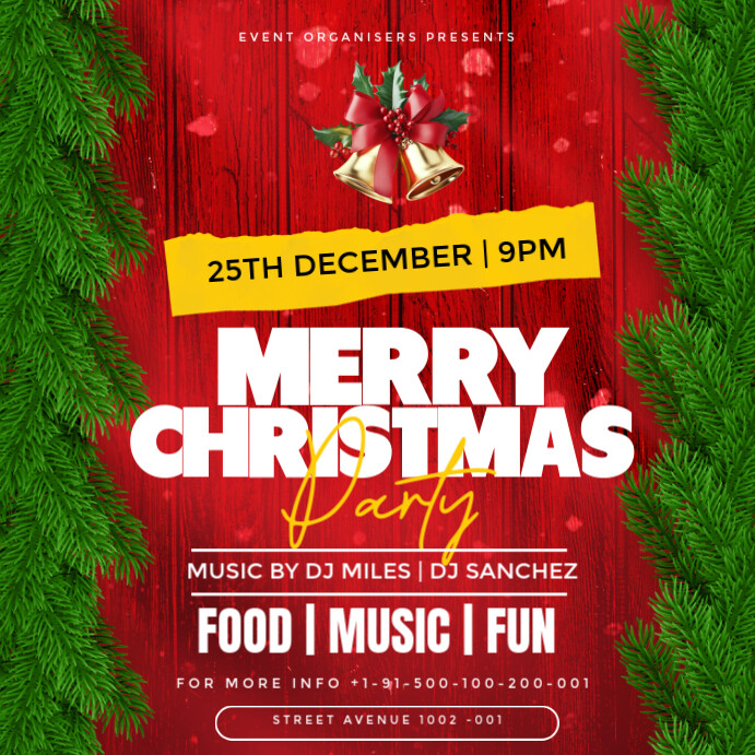 Red Christmas Party Instagram Post Template | PosterMyWall